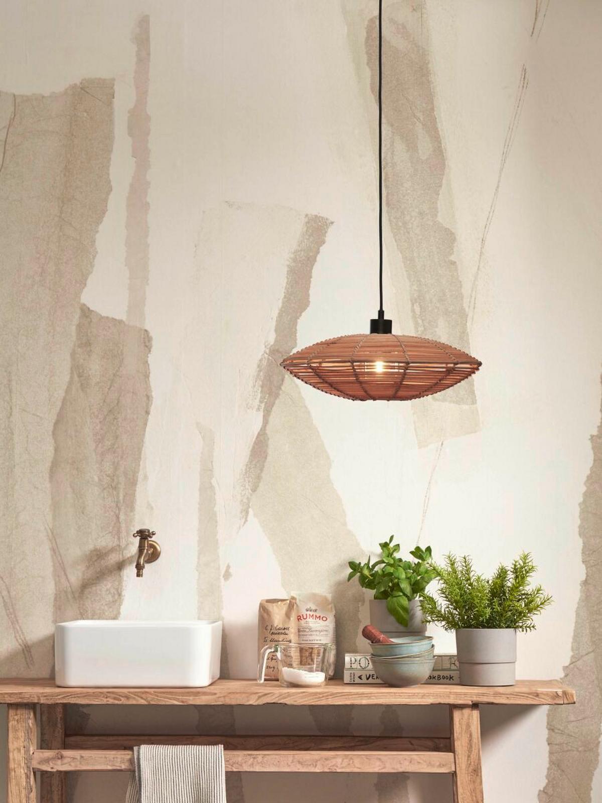 Hängeleuchte Tanami/h/4010/n - Naturfarben, Trend, Holz (40/40/10cm) - Good & Mojo