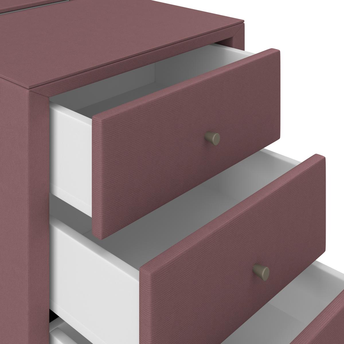 Nachtkästchen Josie - Schwarz/Rosa, MODERN, Glas/Holzwerkstoff (48/56/45,5cm)