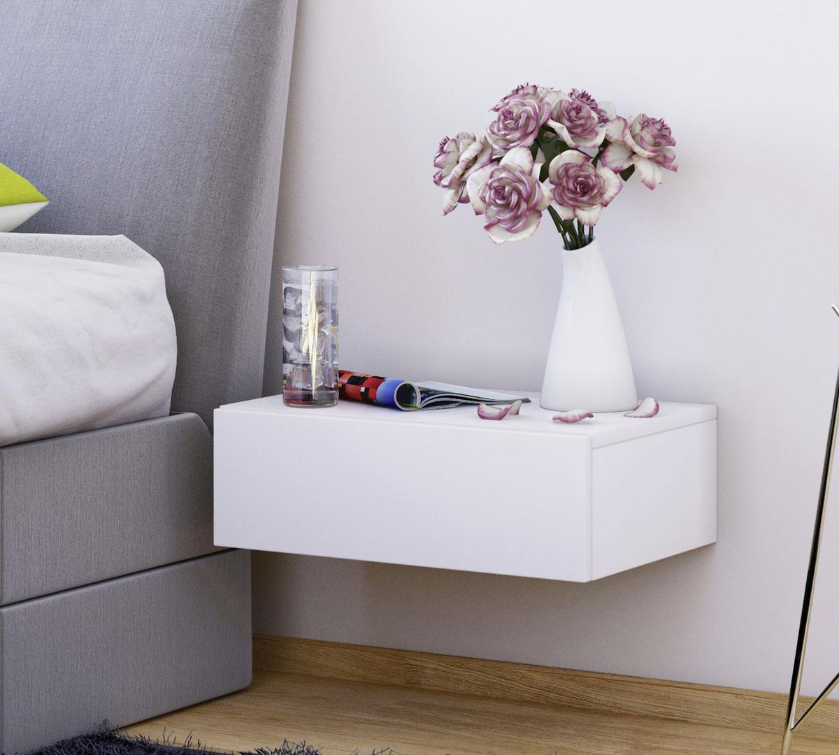 Nachtkästchen Weiß H: 15 cm Hängend Dormas - Weiß, Design, Holzwerkstoff (46/15/30cm) - MID.YOU