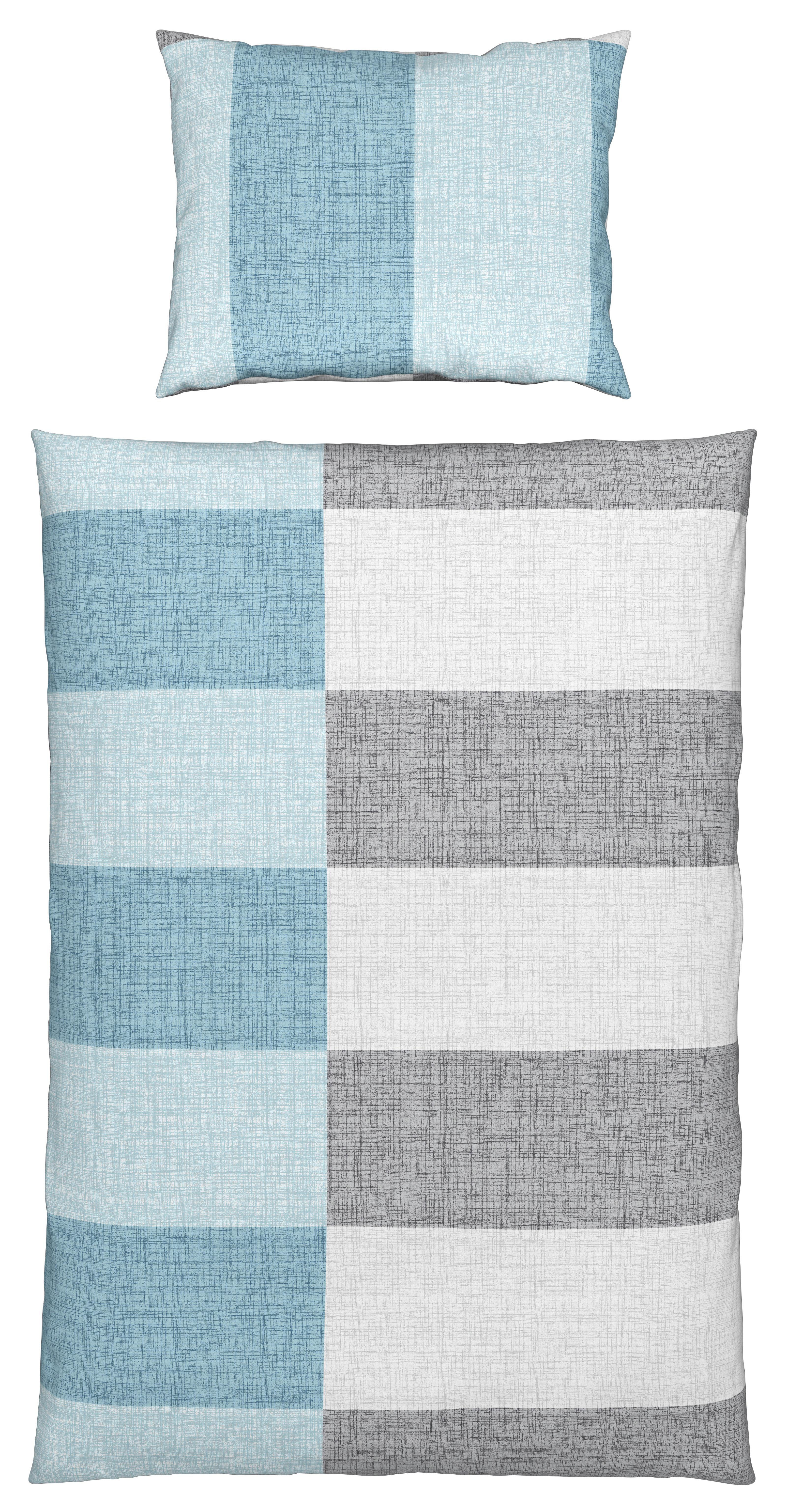 Linon Bettwäsche 140x200 Cm Ela Su Baumwolle Blau/grau - Blau/Grau, MODERN, Textil - Luca Bessoni