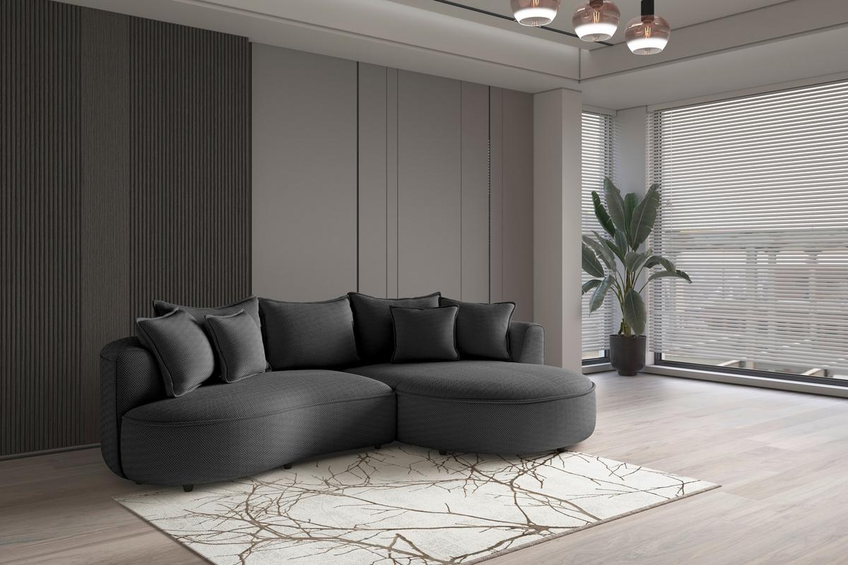 Ecksofa Levi - Anthrazit/Schwarz, MODERN, Textil (287/168cm)