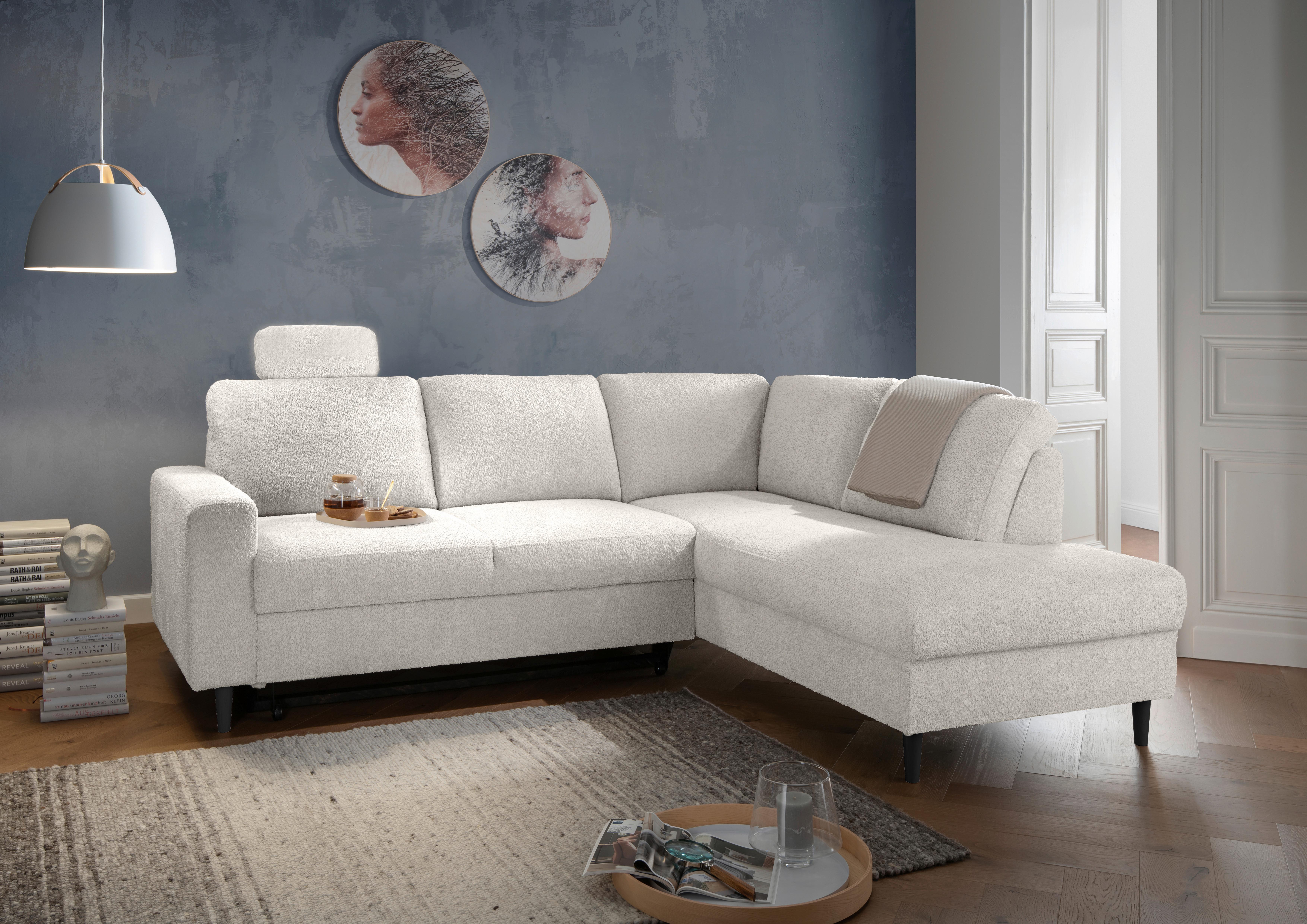 Eckschlafsofa Passione, Weiß S: 242x200 Cm - Schwarz/Weiß, MODERN, Textil (242/200cm) - Livetastic