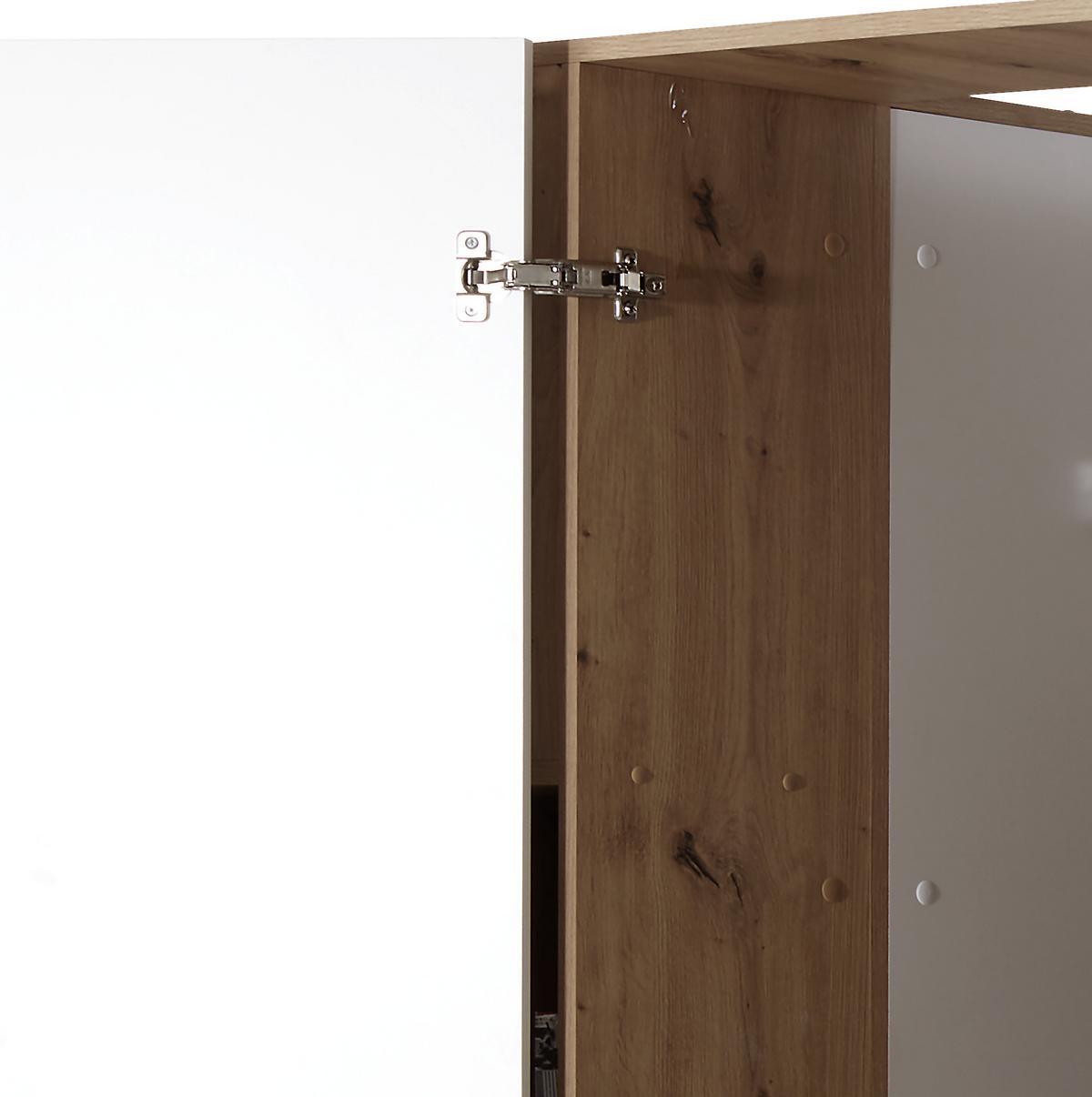 Eckschrank Begehbar Mit Regal 120cm Box, Eiche Dekor/weiß - Weiß/Eiche Artisan, MODERN, Holzwerkstoff (120/205/150cm) - Ondega