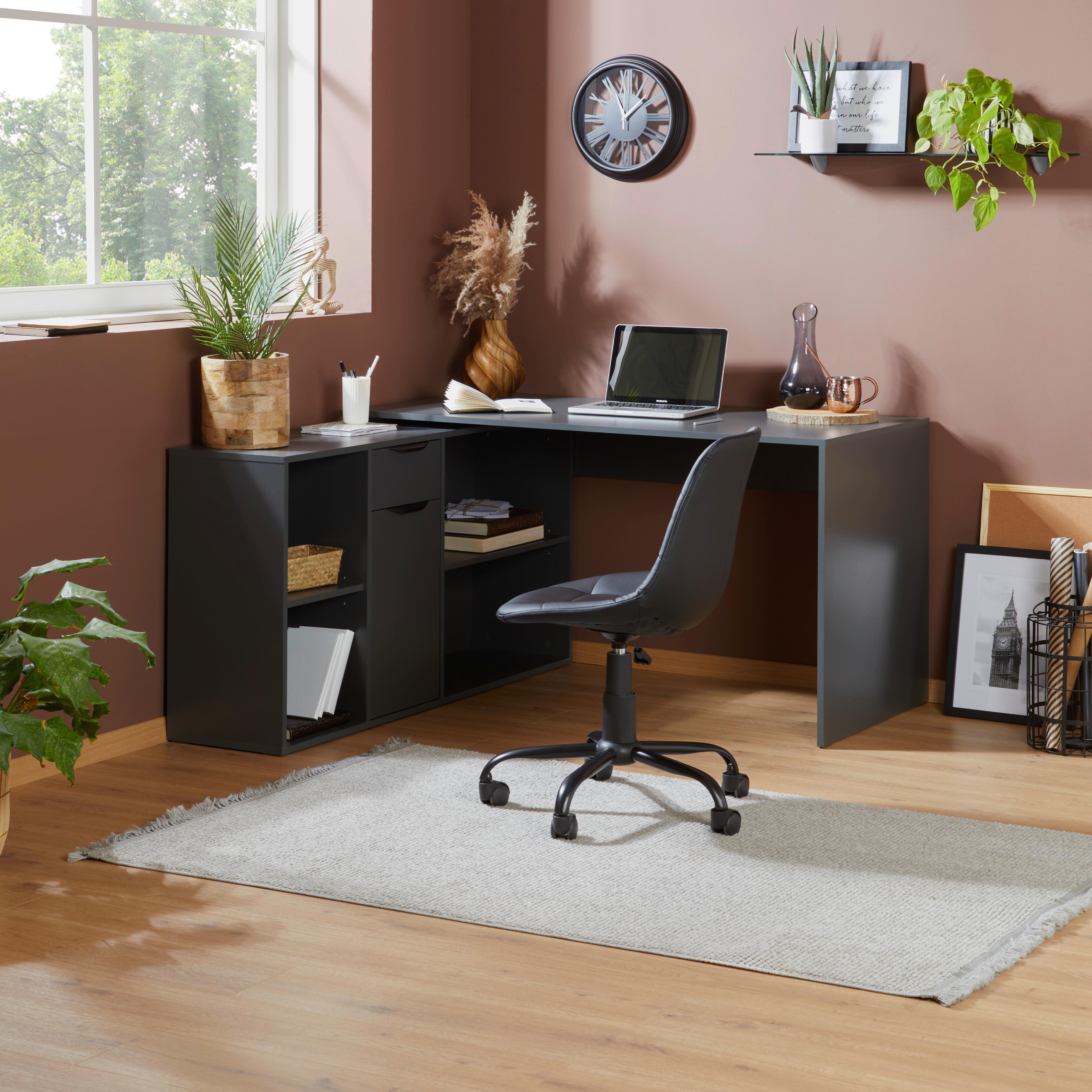 Schreibtisch Mx 195 - Anthrazit/Weiß, MODERN, Holzwerkstoff (136,8/74,2/135cm)