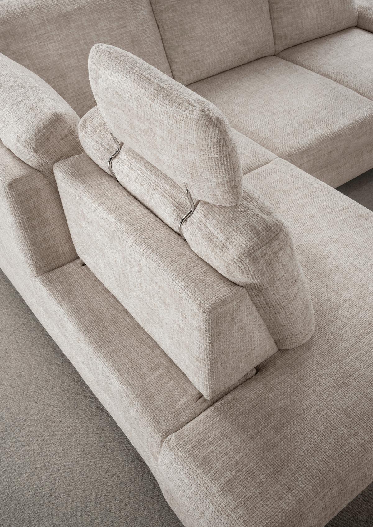 Eckschlafsofa Positano, Creme S: 206x265 Cm - Wildeiche/Creme, MODERN, Textil (206/265cm) - Livetastic
