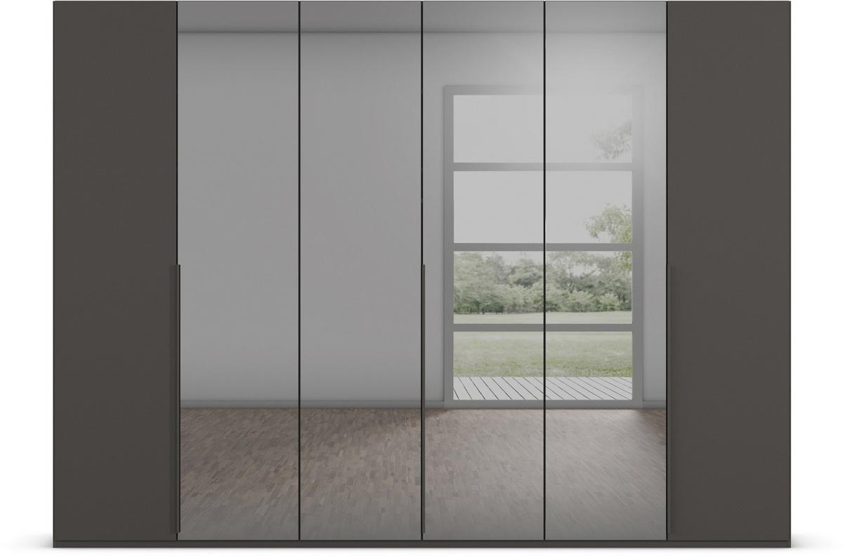 Drehtürenschrank Paola Graphitfarben/Grau B: 301 cm - Graphitfarben/Grau, Trend, Glas/Holzwerkstoff (301/223/61cm) - Rauch Möbel