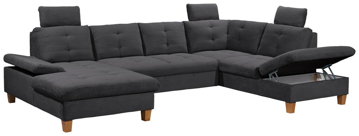 Wohnlandschaft Ascot Anthrazit U: 170x324x220 Cm - Eichefarben/Anthrazit, KONVENTIONELL, Textil (170/324/220cm) - MID.YOU