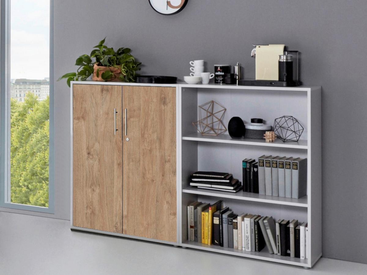 Aktenschrank Office Edition Grau/eiche Dekor B: 168,8cm - Eichefarben/Grau, MODERN, Holzwerkstoff (168,8/113,6/33cm) - MID.YOU