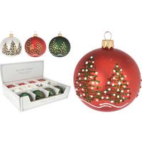 CHRISTBAUMKUGEL AVG113830 - Dunkelgrün/Rot, Basics, Glas/Metall (8.0/8.0/10.0cm)