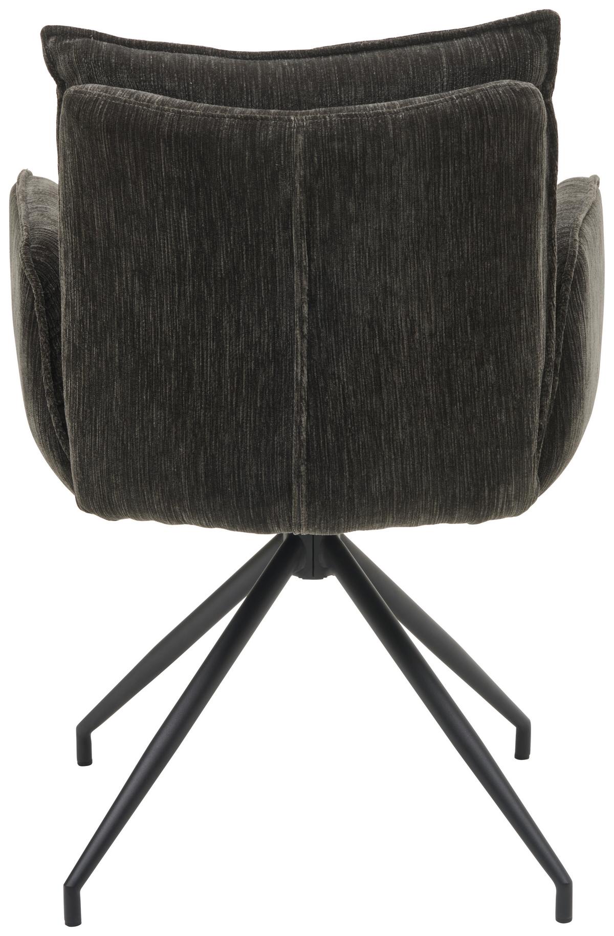 Armlehnstuhl Milena Webstoff Dunkelgrau, B: 58,5cm - Dunkelgrau/Schwarz, KONVENTIONELL, Textil/Metall (58,5/86/66cm) - MID.YOU