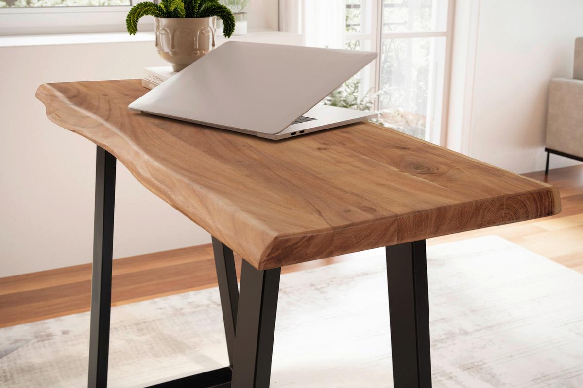 Schreibtisch B 41cm H 76,5cm Wl7.240 Akazie Massiv - Schwarz/Akaziefarben, MODERN, Holz/Metall (118/41/76,5cm) - MID.YOU