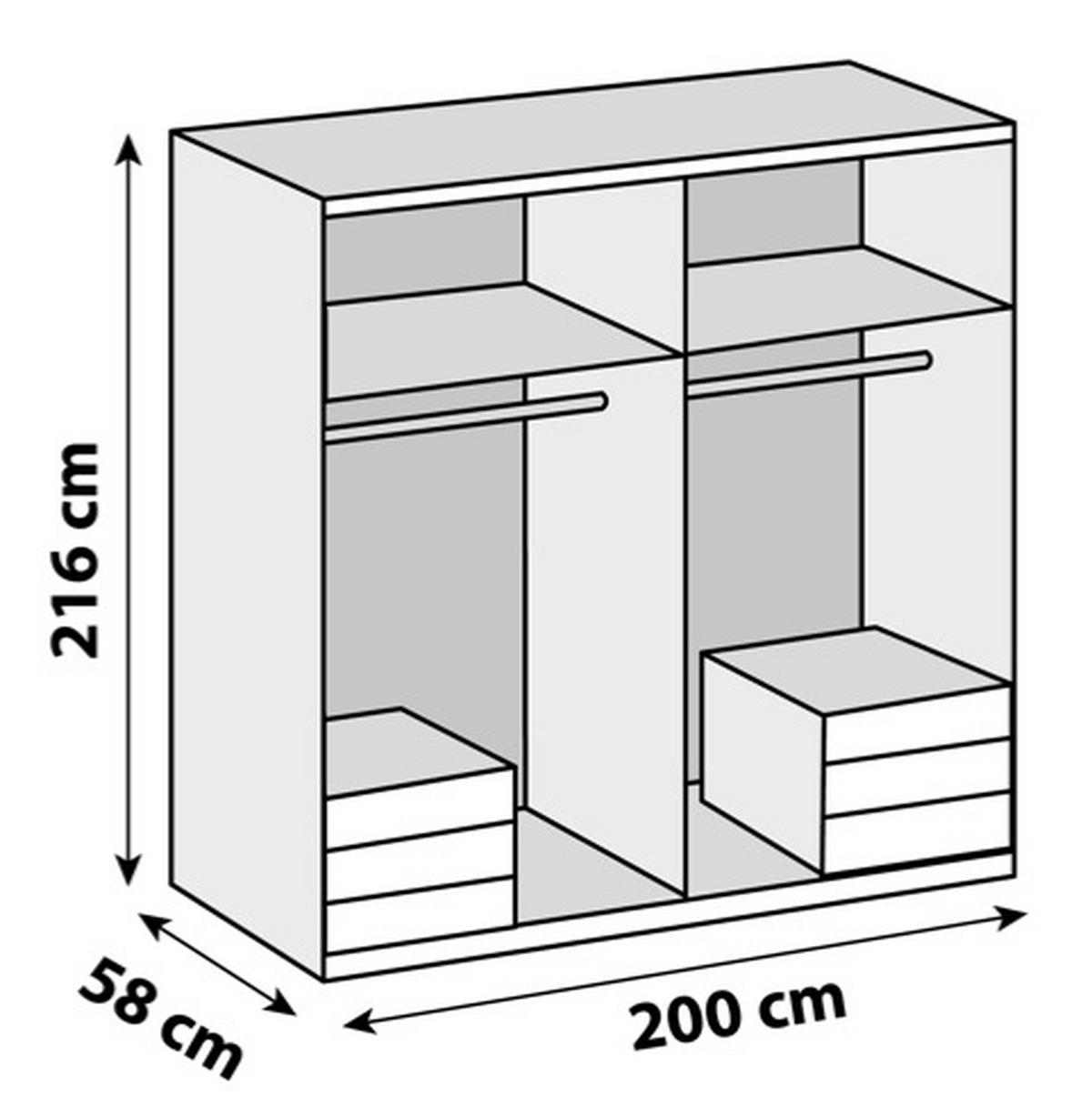 Drehtürenschrank mit Laden 200cm Level 36a, Weiß/Eiche - Eichefarben/Weiß, MODERN, Holzwerkstoff (200/216/58cm) - MID.YOU