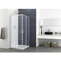 Duschkabine Elite + Soft Close Antikalkbes., Eckeinstieg - Chromfarben, Basics, Glas/Metall (80/195/80cm)