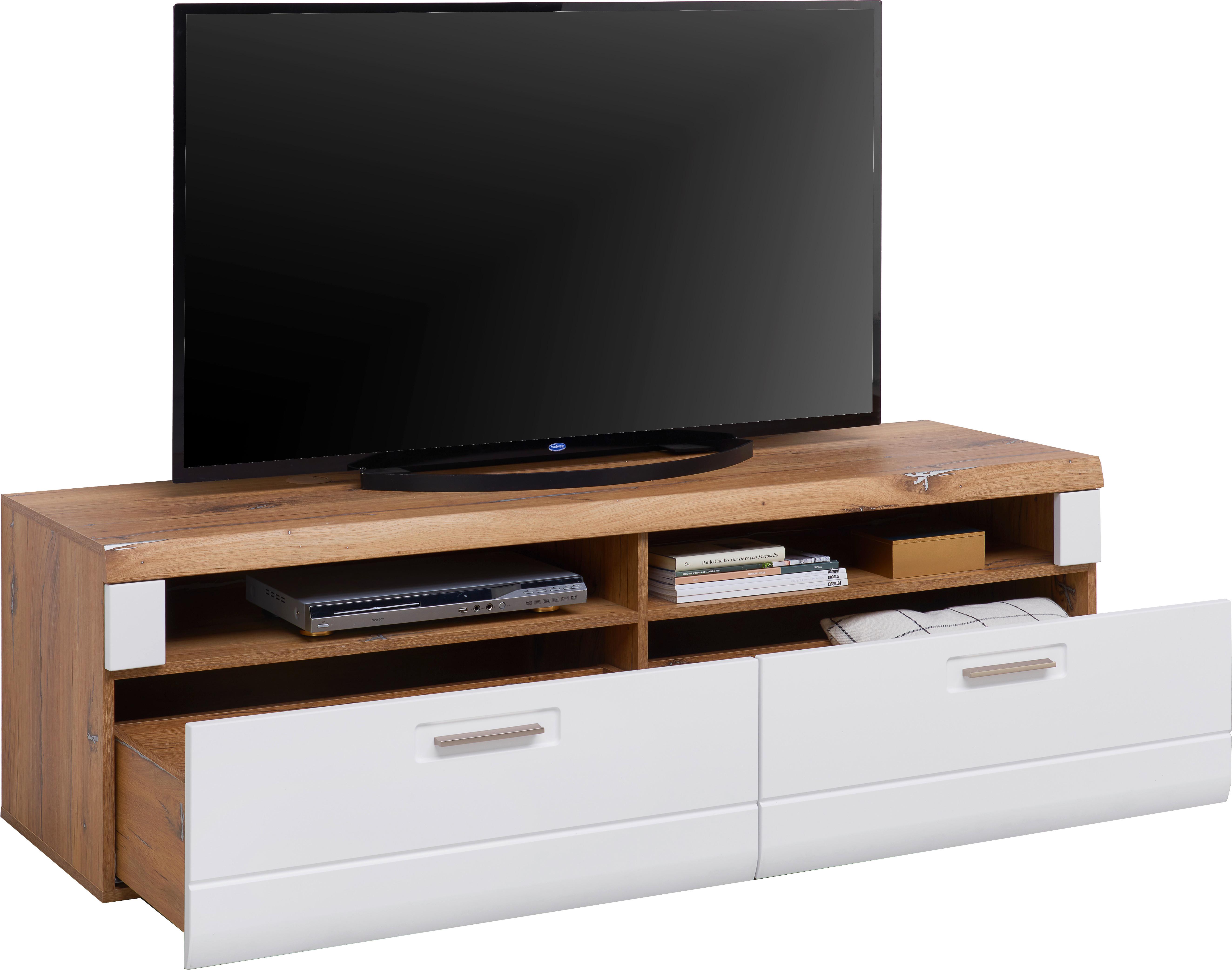 TV-Lowboard Auris B: 163,2 cm Eiche Dekor / Weiß - Eichefarben/Weiß, MODERN, Holzwerkstoff (163/50/50cm) - Luca Bessoni
