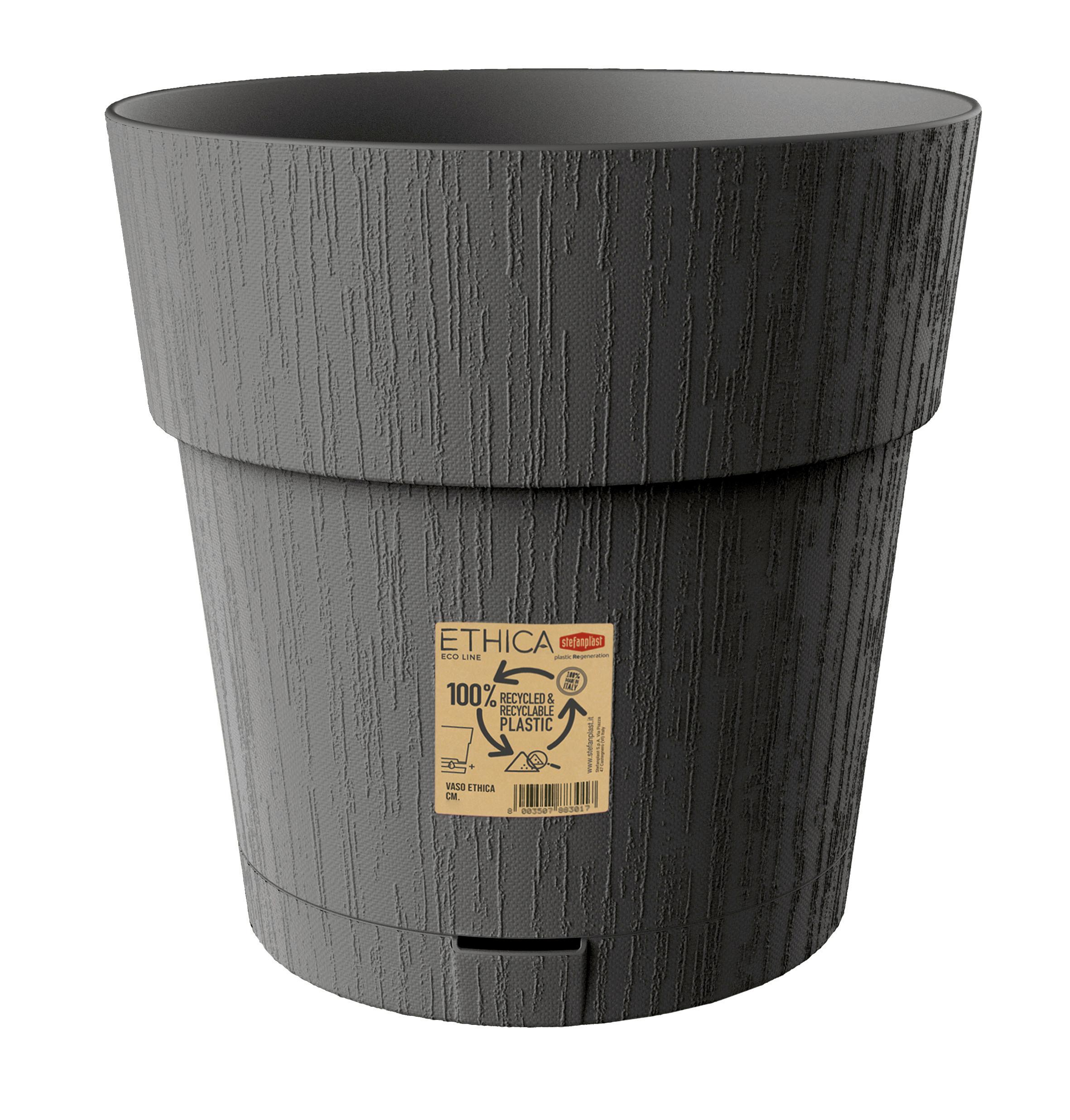 Műanyag Kaspó Ethica - sötétszürke, Basics, műanyag (30cm)