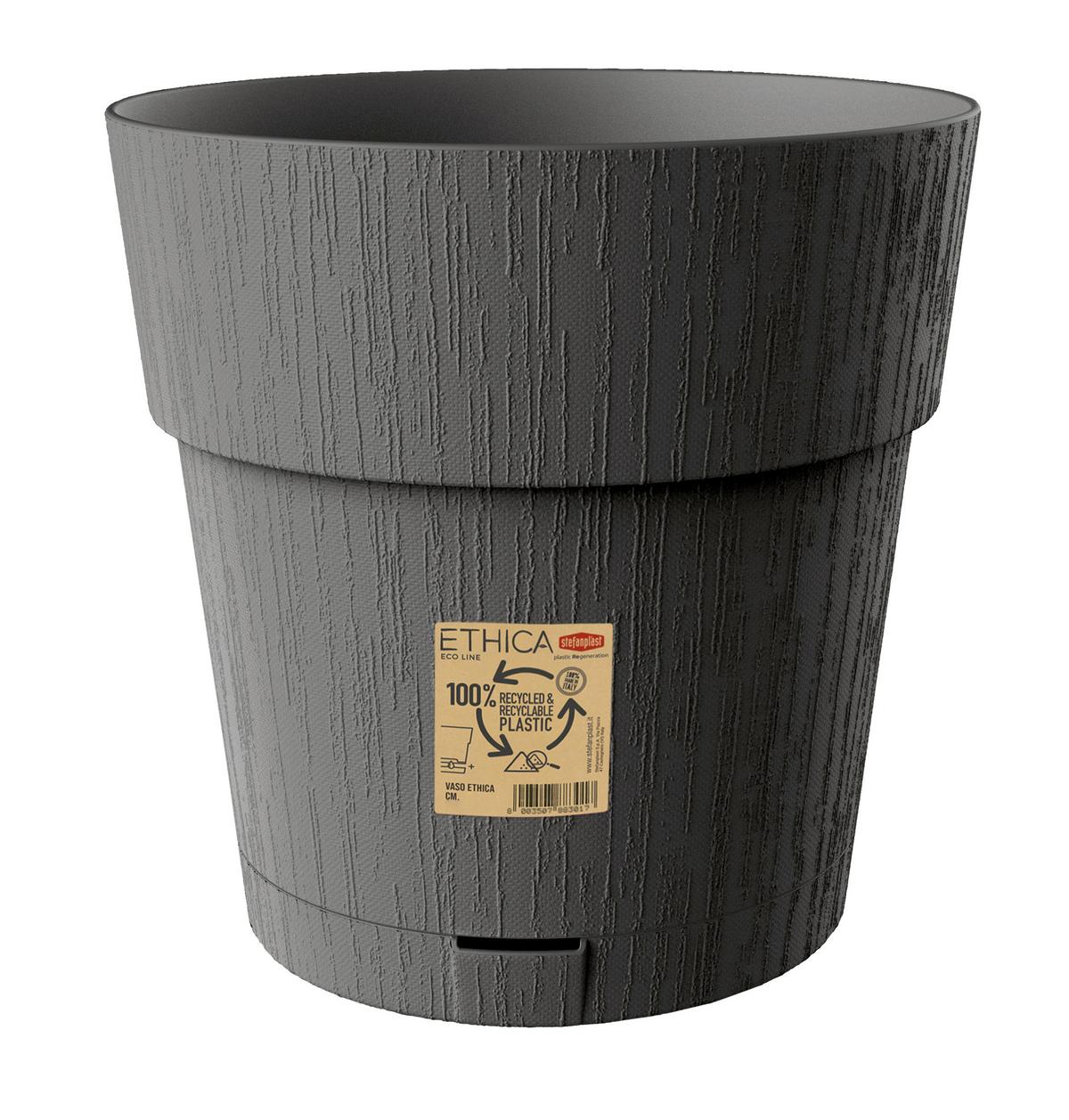 Műanyag Kaspó Ethica - sötétszürke, Basics, műanyag (30cm)