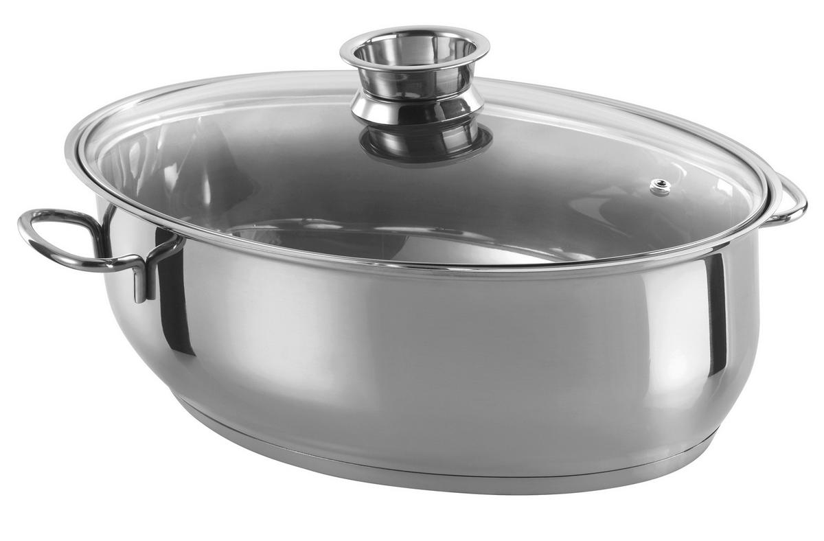 Gsw Bräter Oval Metall, L/b/h:38x25x19,5cm - Edelstahlfarben, Basics, Metall (38/25/19,5cm) - GSW