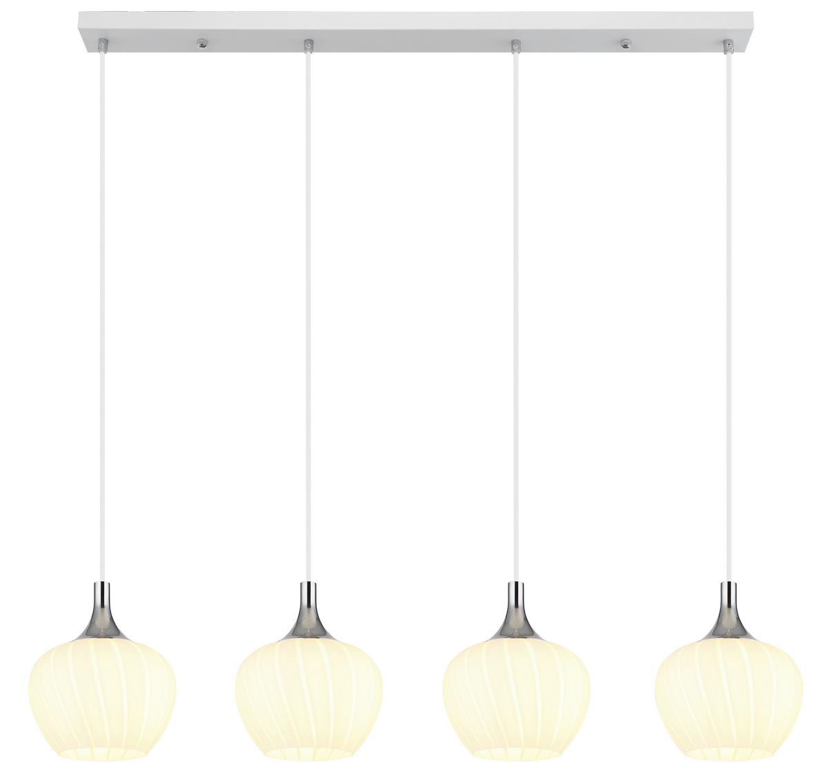 Hängeleuchte 15548-4hw - Chromfarben/Weiß, KONVENTIONELL, Glas/Metall (100/18/120cm) - Globo