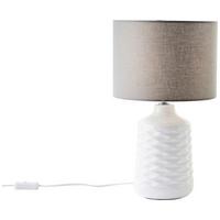 Tischlampe Ilysa Grau Mit Schnurschalter - Weiß/Grau, Design, Keramik/Textil (25/42cm) - Brilliant
