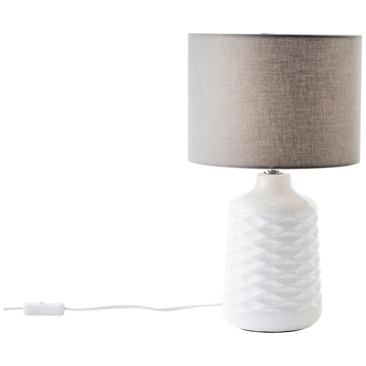 Tischlampe Ilysa Grau Mit Schnurschalter - Weiß/Grau, Design, Keramik/Textil (25/42cm) - Brilliant