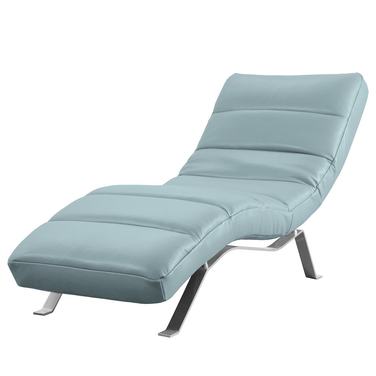 Relaxliege Swing Silver Blaugrau B: 65 cm - Silberfarben/Blaugrau, Design, Leder (65/65-95/171cm) - Livetastic