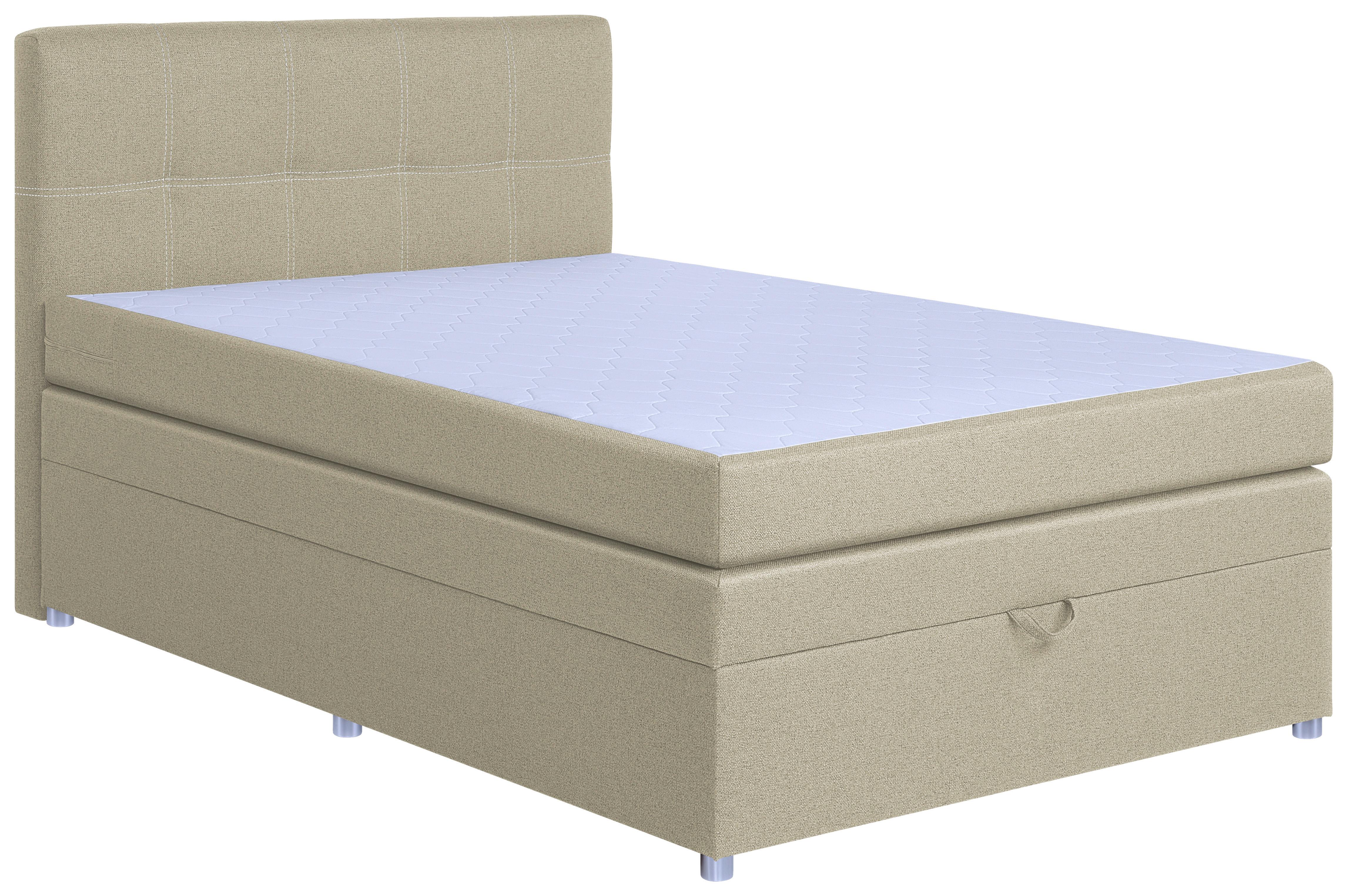 Boxspringbett Royal 140x200 Beige - Chromfarben/Beige, MODERN, Holzwerkstoff/Textil (140/200cm)