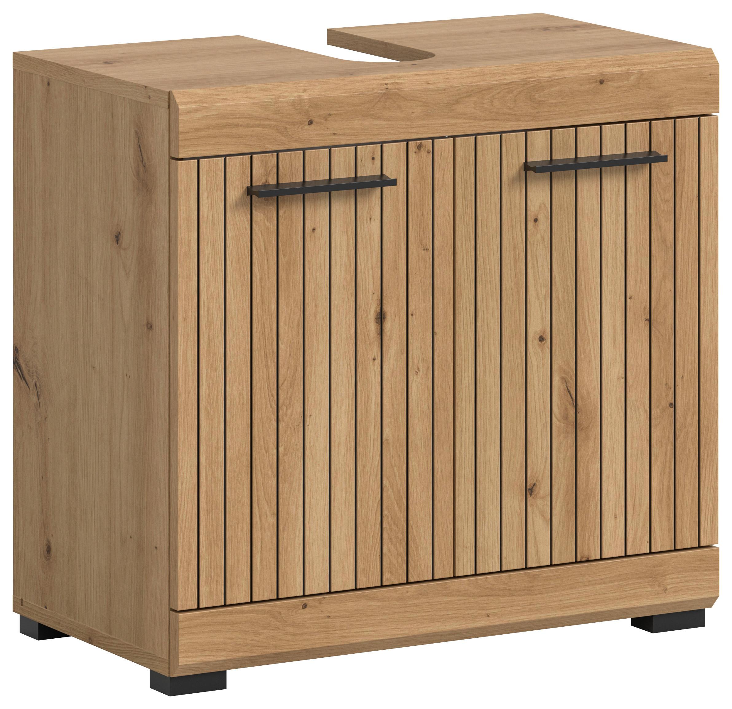 Waschbeckenunterschrank Scout Eiche Artisan Dekor B: 60cm - Schwarz/Eiche Artisan, Trend, Holzwerkstoff (60/56/34cm) - MID.YOU