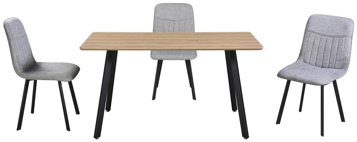 Tischgruppe Mackay 5-tlg. Weiß/textil Hellgrau, B: 140cm - Hellgrau/Weiß, KONVENTIONELL, Holzwerkstoff/Textil (140/46/75/88/80/57cm) - MID.YOU