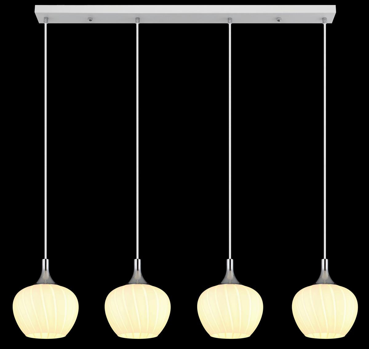 Hängeleuchte 15548-4hw - Chromfarben/Weiß, KONVENTIONELL, Glas/Metall (100/18/120cm) - Globo
