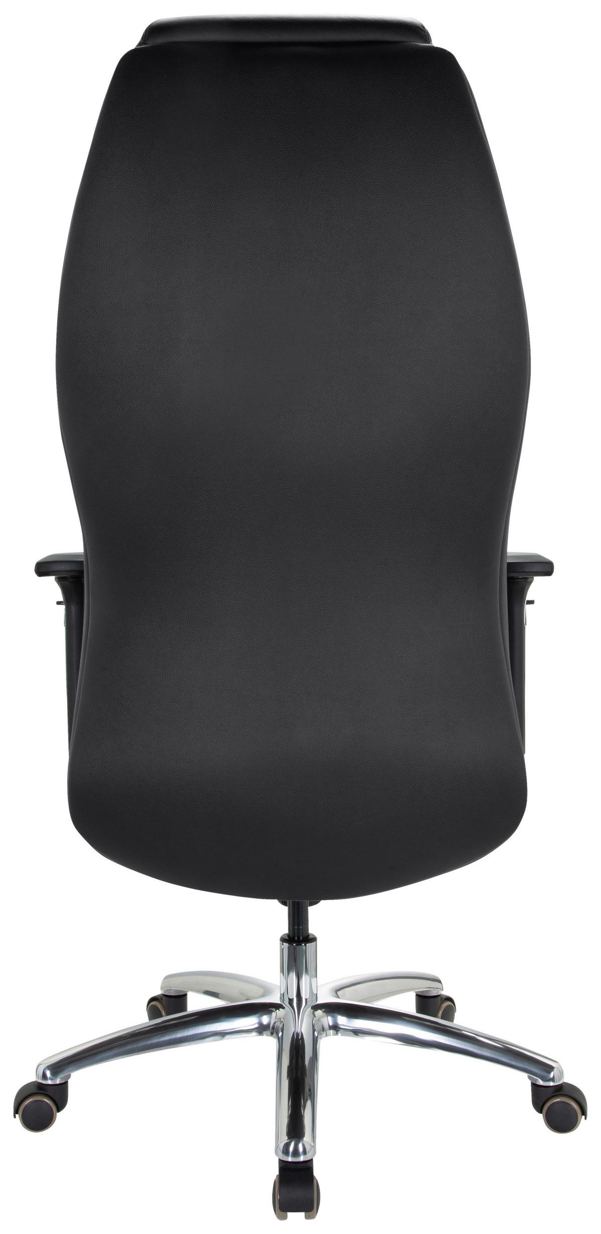 Chefsessel Ferrara Schwarz Bis 220 Kg - Silberfarben/Schwarz, Basics, Leder/Kunststoff (70/126/70cm) - MID.YOU