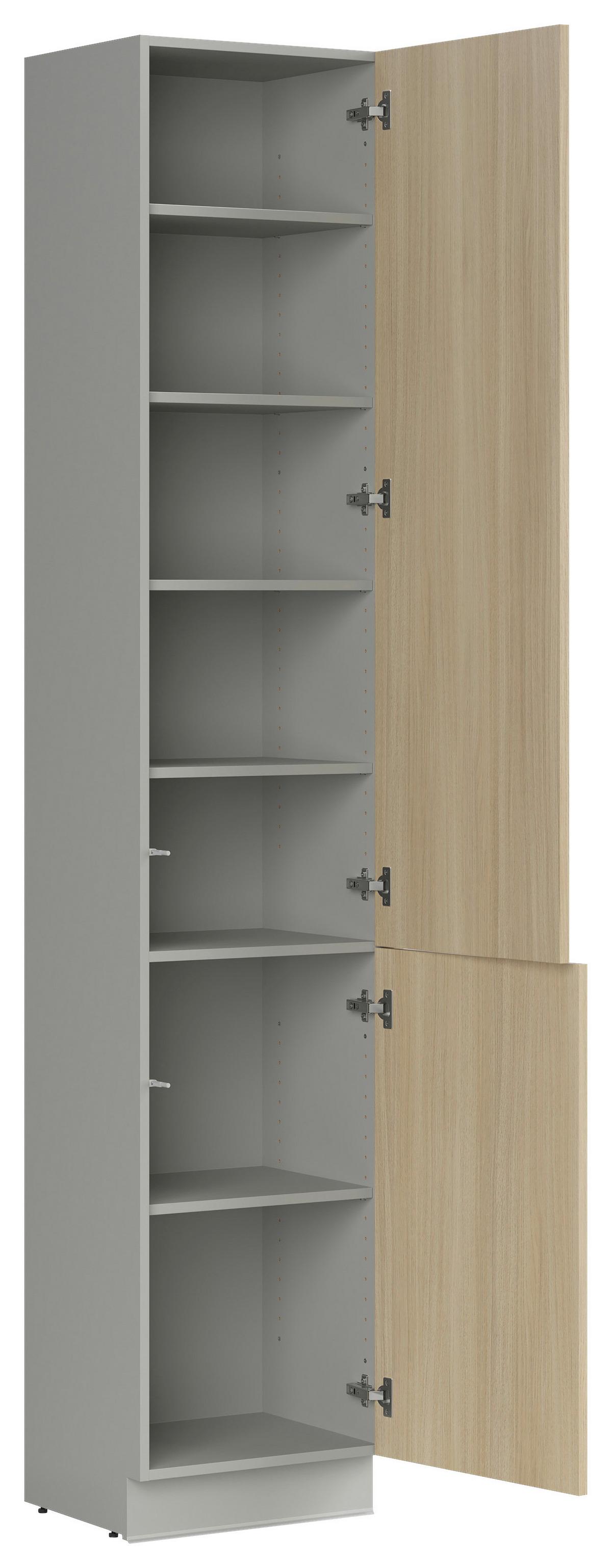 Kuchynská linka MILINO MEDIUM vrát.obkladu a LED regálu - čierna/sivá, Basics, kompozitné drevo/plast (345cm) - Visiona