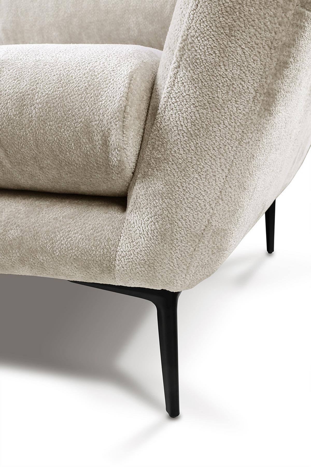 Sofa Ankona Creme/Schwarz, 225 cm - Creme/Schwarz, Design, Textil (225/86/95cm) - MID.YOU