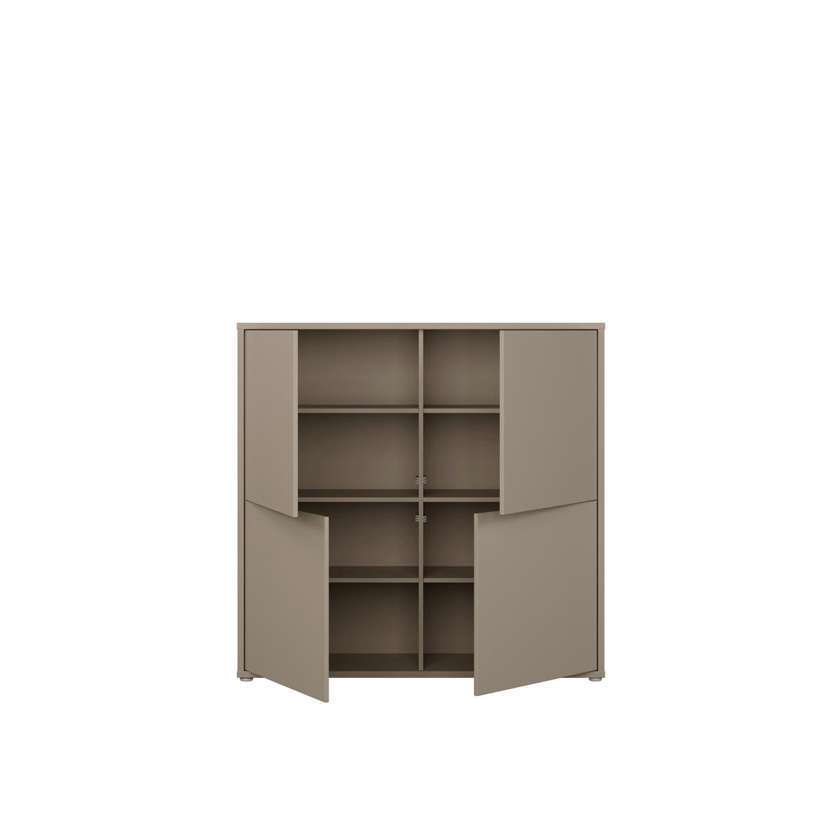 Vysoká komoda barva taupe - béžová hnědá, Moderní, kompozitní dřevo (124,5/121,5/34,9cm)