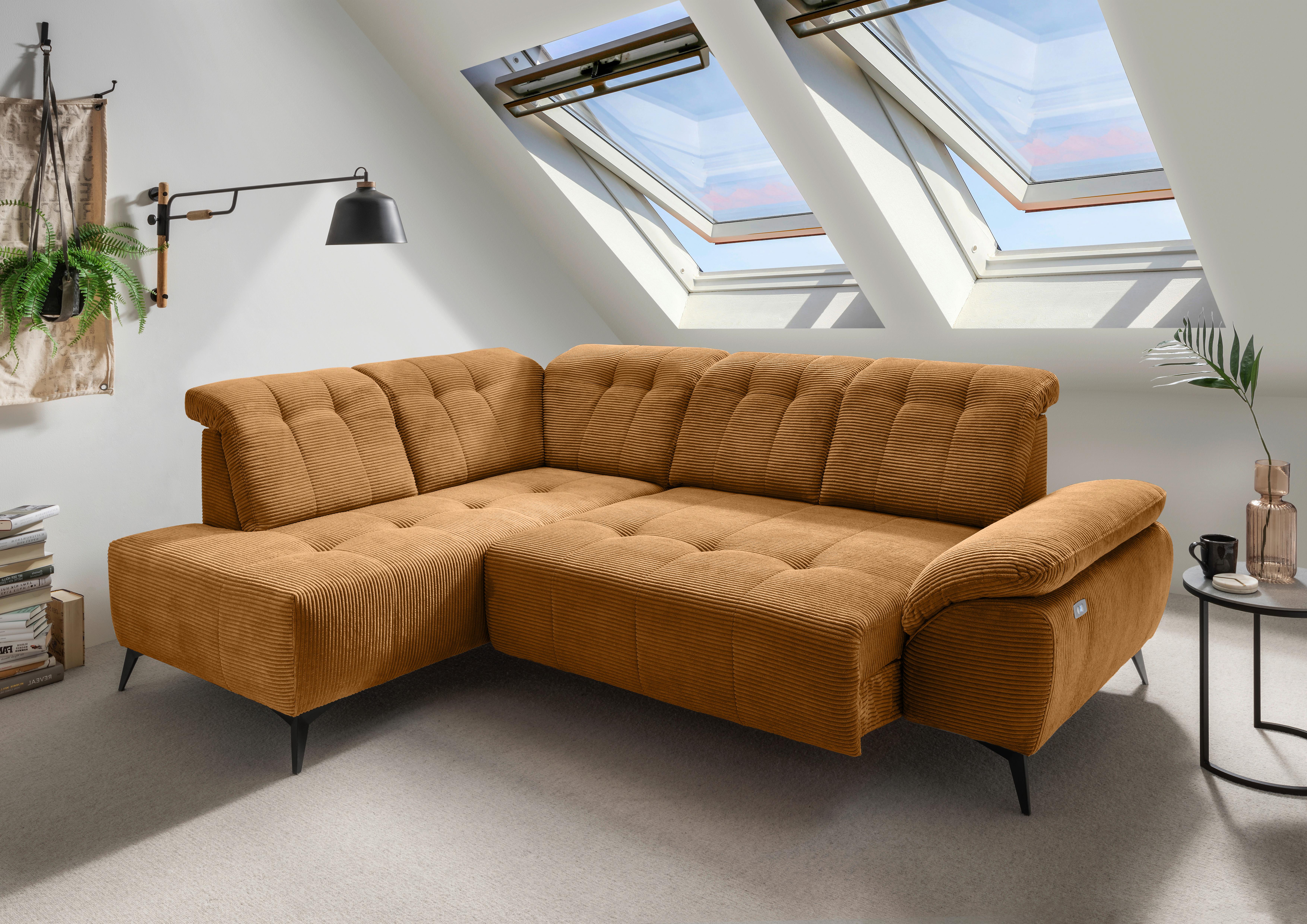 Ecksofa Fiore Goldfarben S: 200x272 cm - Goldfarben/Schwarz, MODERN, Textil (200/272cm) - Livetastic