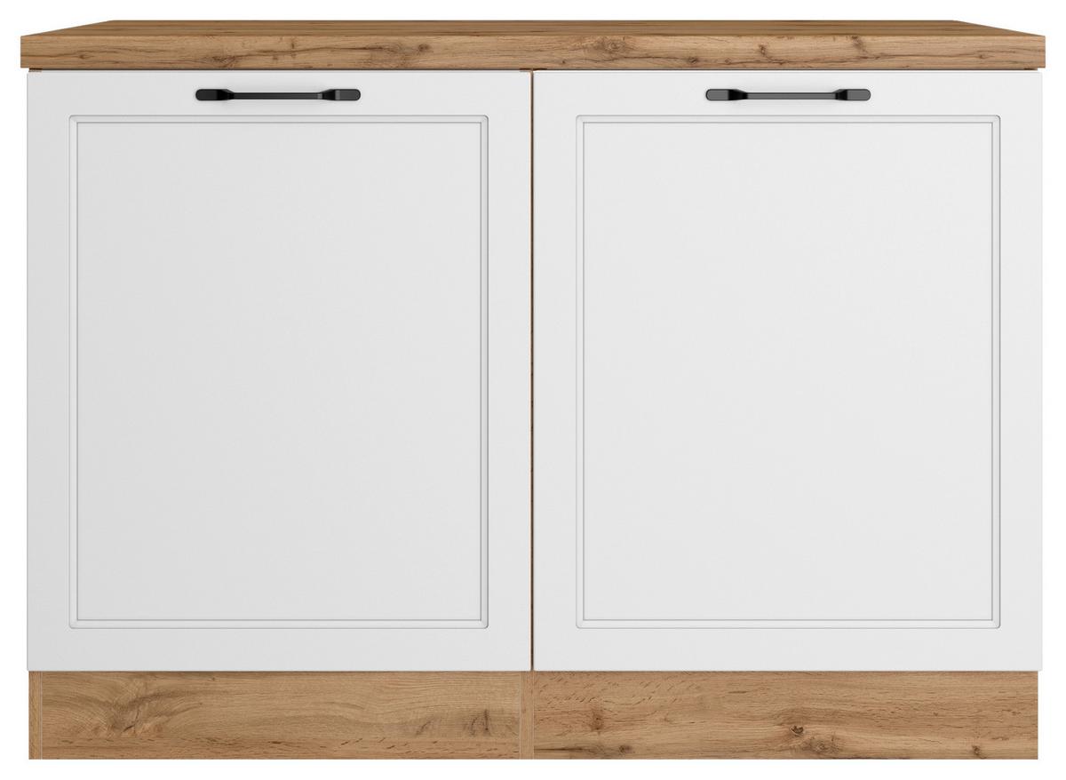 Spülenunterschrank Meran B: 120 Cm Weiß/eiche Dekor - Eiche Wotan/Weiß, LIFESTYLE, Holzwerkstoff (120/86/60cm) - Held