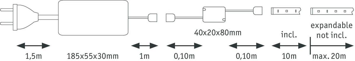 Led-streifen L: 10 M Dimmbar - Silberfarben, Basics, Kunststoff (1000cm) - Paulmann