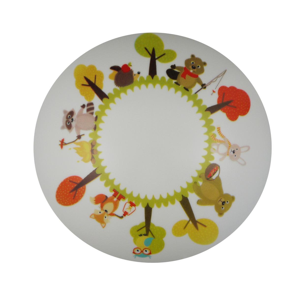 Kinderdeckenleuchte Waldtiere Ø 36 Cm Rund Multicolor - Multicolor/Weiß, Trend, Kunststoff (36/10cm) - Niermann