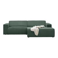 Rohová sedačka LOFT, pravá, tmavě zelený manšestr - černá/světle zelená, Moderní, textil/plast (265/75/172cm) - Mömax