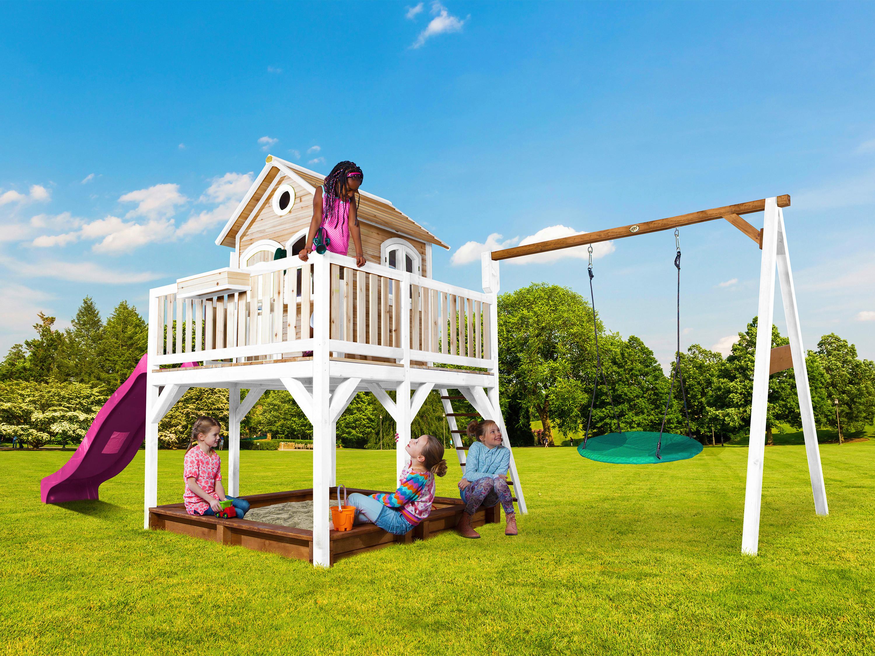 Spielturm A030.154.41 - Lila/Braun, KONVENTIONELL, Holz (613/291/277cm) - Ambia Garden