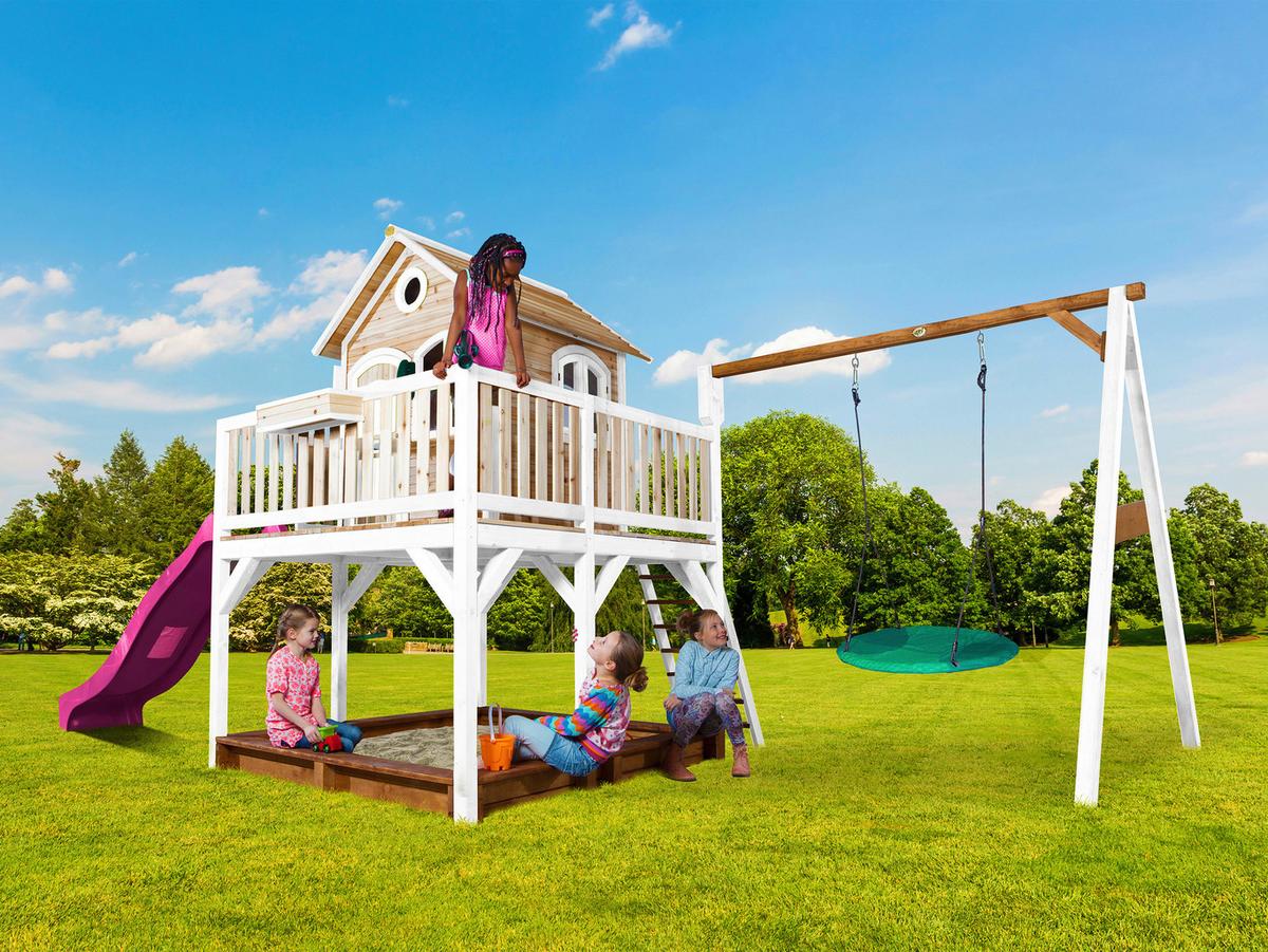 Spielturm A030.154.41 - Lila/Braun, KONVENTIONELL, Holz (613/291/277cm) - Ambia Garden