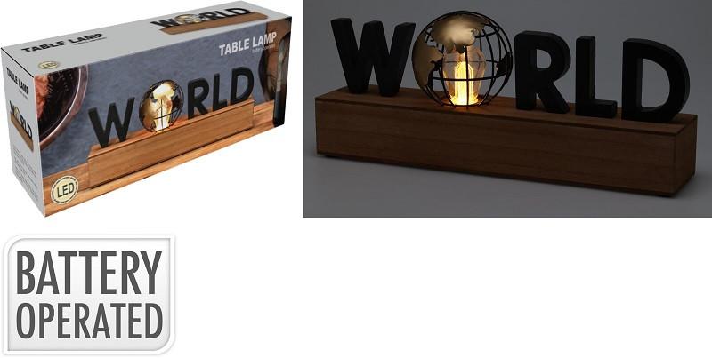 Dekor Fényforrás World - barna, műanyag/fa (38/8/15cm)