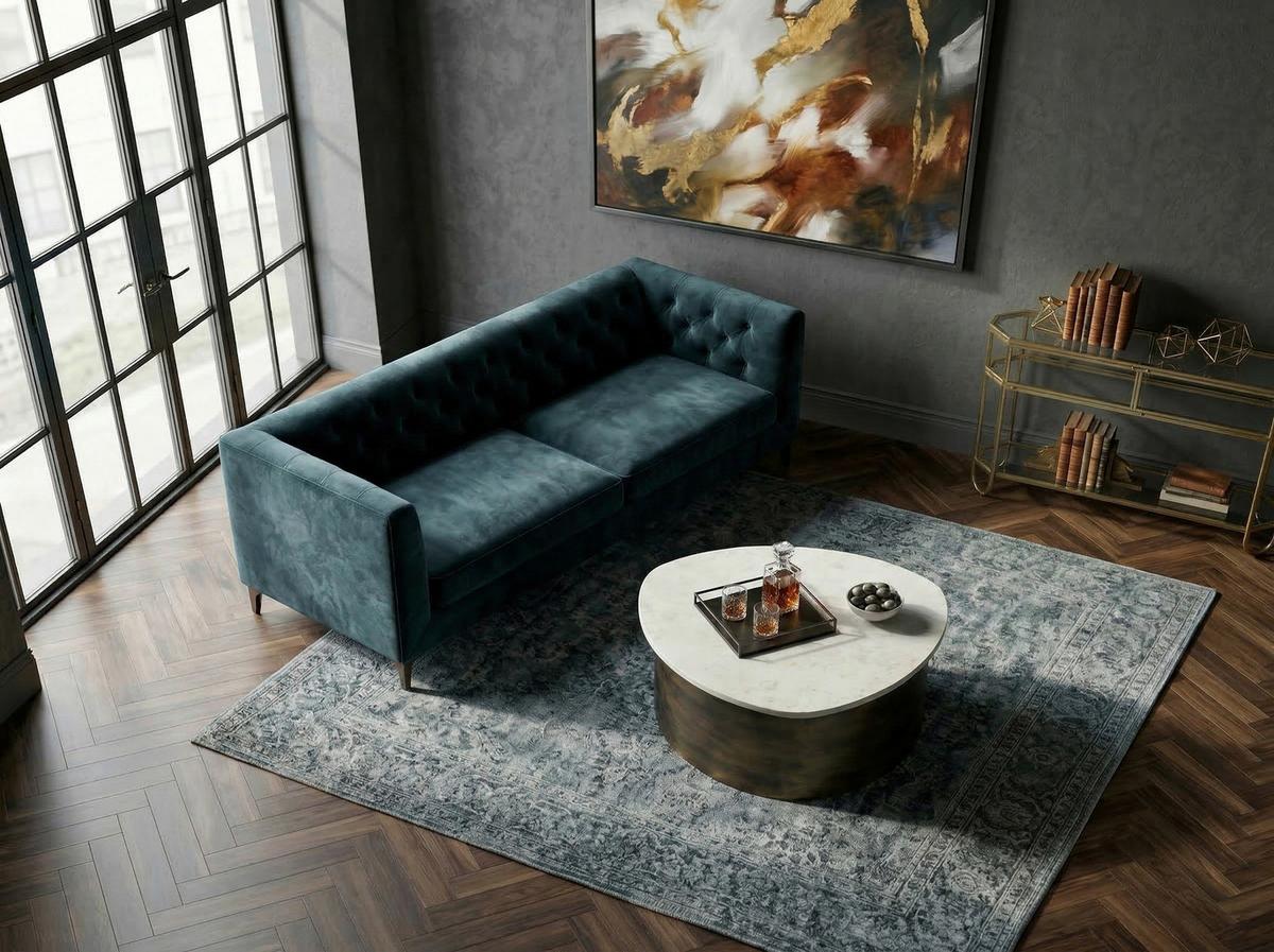 COUCHTISCH Weiß/Goldfarben B: 63cm - Goldfarben/Weiß, Design, Stein/Metall (63/63/30cm) - MID.YOU