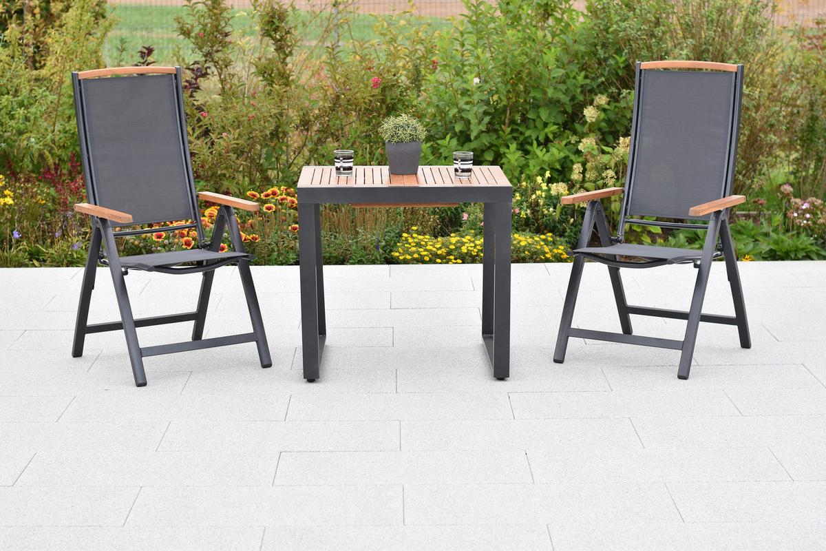 Gartenstuhl Siena Aus Akazie, Klappbar In Graphitfarbe - Graphitfarben/Grau, KONVENTIONELL, Holz/Textil (58/117/64cm) - Gardenson