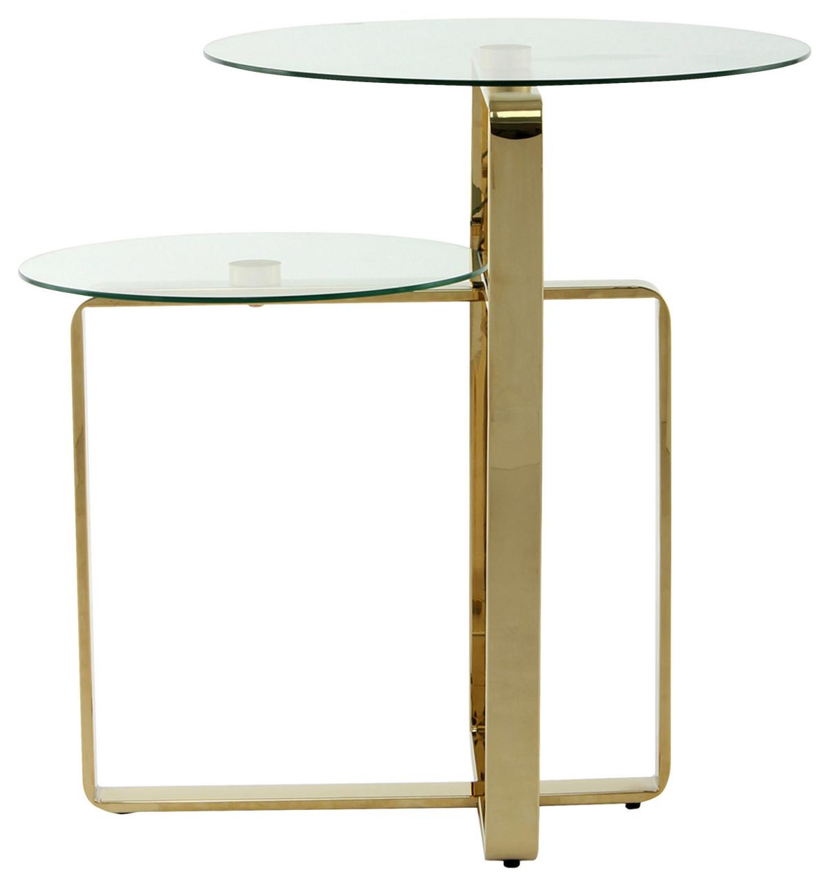 Beistelltisch Katris 100 Gold - Klar/Goldfarben, Design, Glas/Metall (46/46/60cm) - Kayoom
