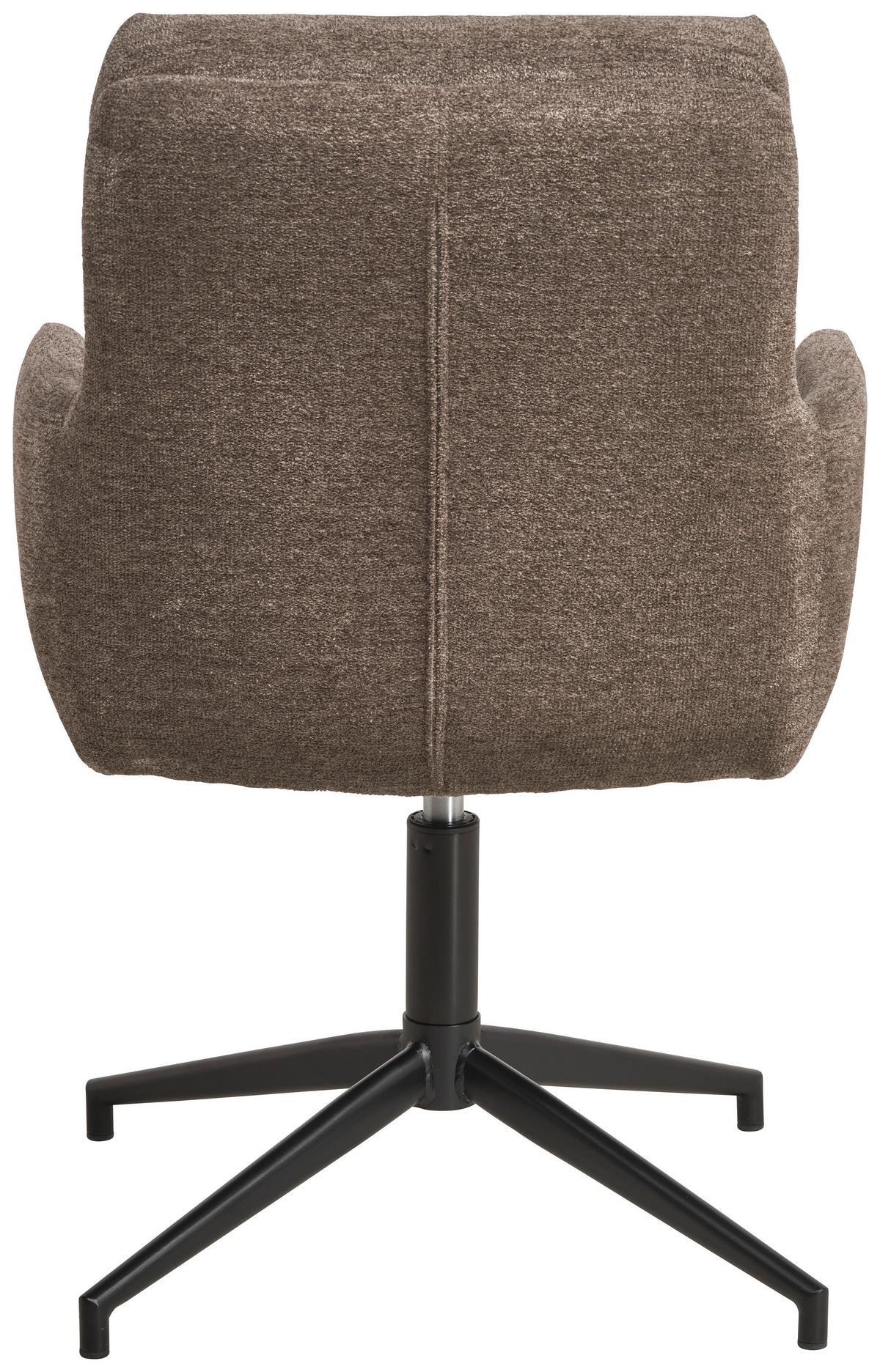 Armlehnstuhl Patrice Braun, Sitzfl. 360° Drehbar - Schwarz/Braun, Design, Holz/Textil (57/88/67cm) - MID.YOU