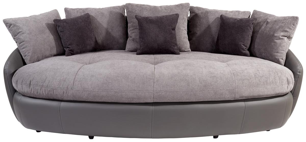 Big Sofa Aruba mit Kissen B: 238 cm Grau/Schwarz Lederlook - Schwarz/Grau, LIFESTYLE, Textil (238/80/140cm) - Luca Bessoni
