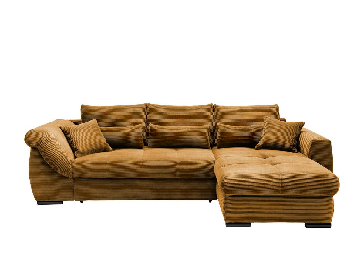 Ecksofa Federico Goldfarben S: 302/188 Cm - Goldfarben/Schwarz, MODERN, Holz/Textil (302/188cm) - MID.YOU
