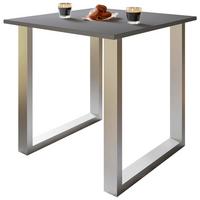Esstisch Lona Anthrazit B. 80 cm - Silberfarben/Silbereichenfarben, Design, Holzwerkstoff/Metall (80/80/76cm) - MID.YOU