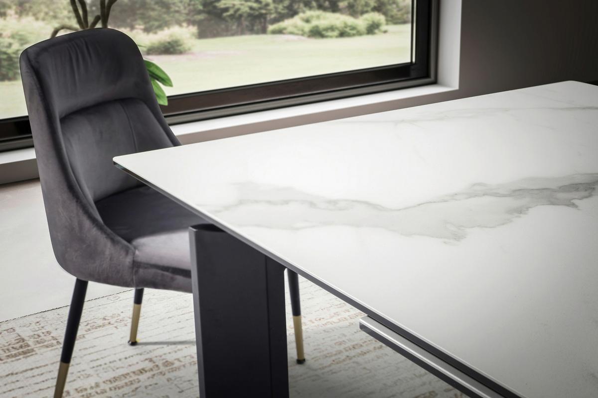 Esstisch Weiß/Schwarz - Schwarz/Weiß, Design, Keramik/Metall (180/95/77cm) - MID.YOU