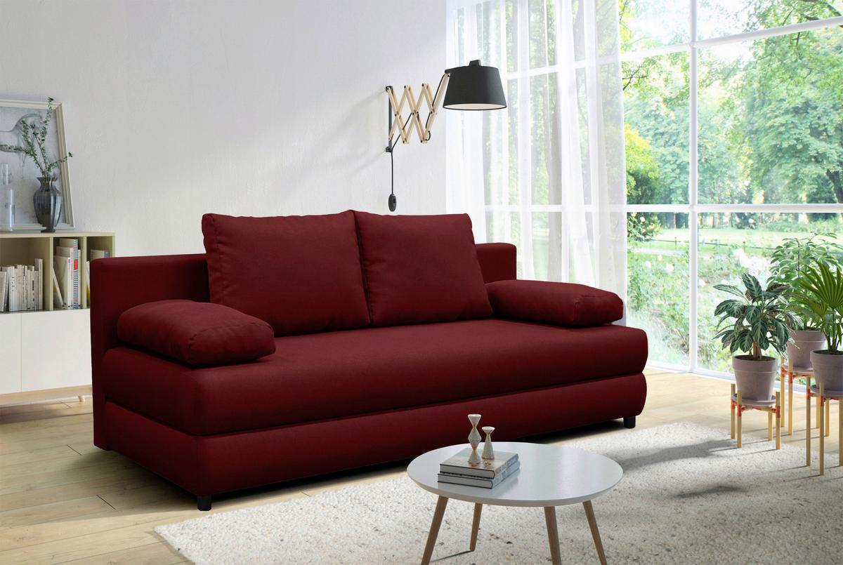 Schlafsofa Mela Bordeaux B: 206cm - Bordeaux/Schwarz, Design, Textil (206/87/88cm) - P & B